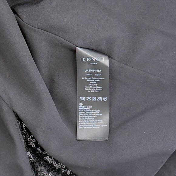 LK Bennett London Black Sequin Open Front Jacket with Satin Collar - Picture 8 of 9